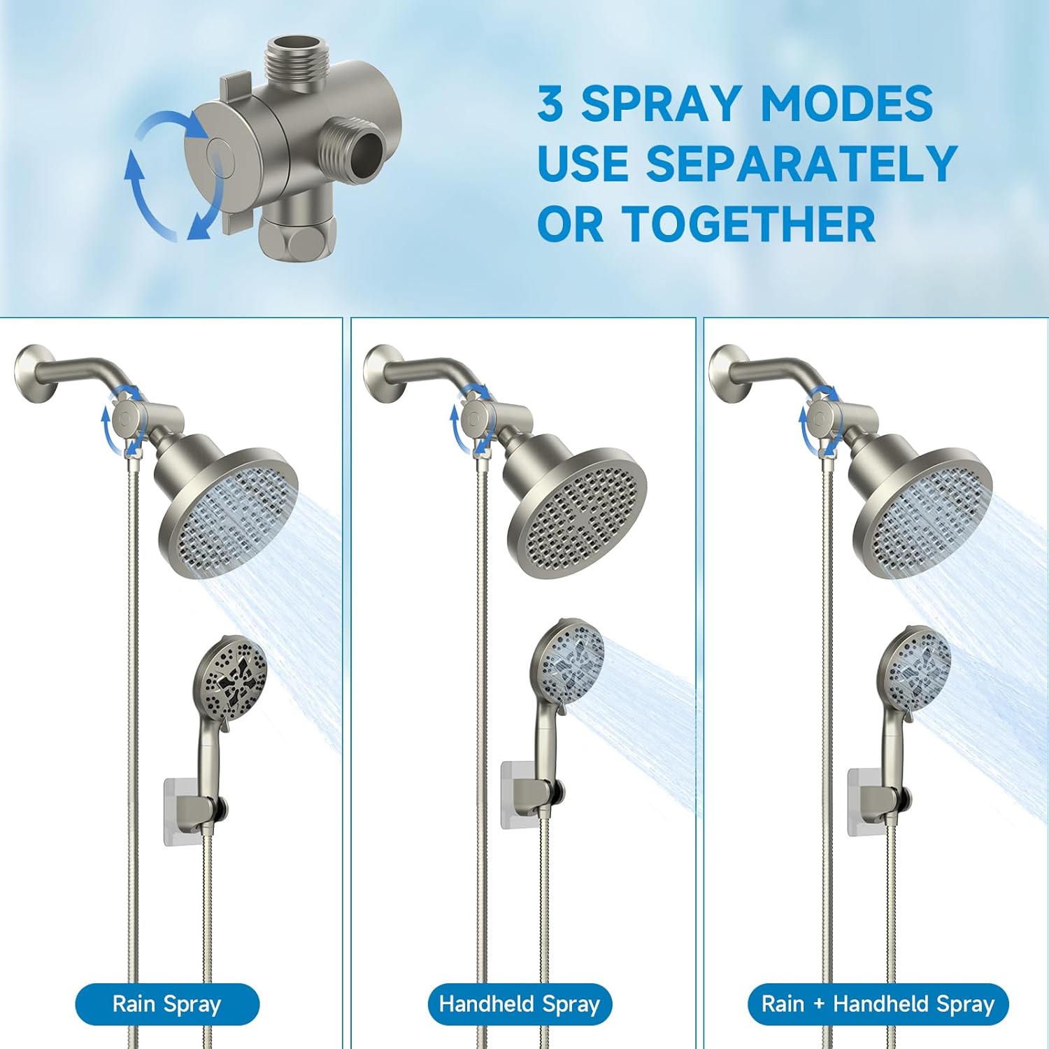 Shower Heads With Handheld Spray Combo,6" High Pressure Rain Shower Head with Filters,5" Handheld Filtered Shower Head,Dual Shower Head Set With 69" Stainless Steel Shower Hose