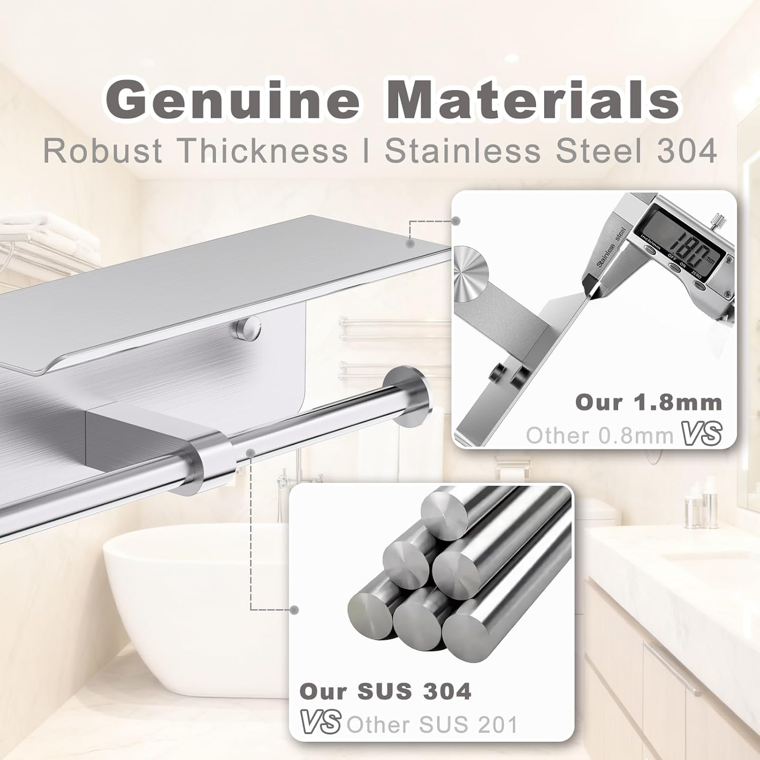 No More Phone Drops, Family Friendly Rounded Corners,Toilet Paper Holder with Shelf,Double Roll Wall Mounted Tissue Holder,304 Stainless Steel Rustproof,Fits Mega Rolls, Screw or Self Adhesive Install