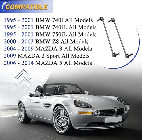 Vista 72 de Varillas de barra estabilizadora delantera izquierda y derecha de aleación de zinc-níquel de 13.82 pulgadas para Sonata 2011-2012, Optima 2011-2012