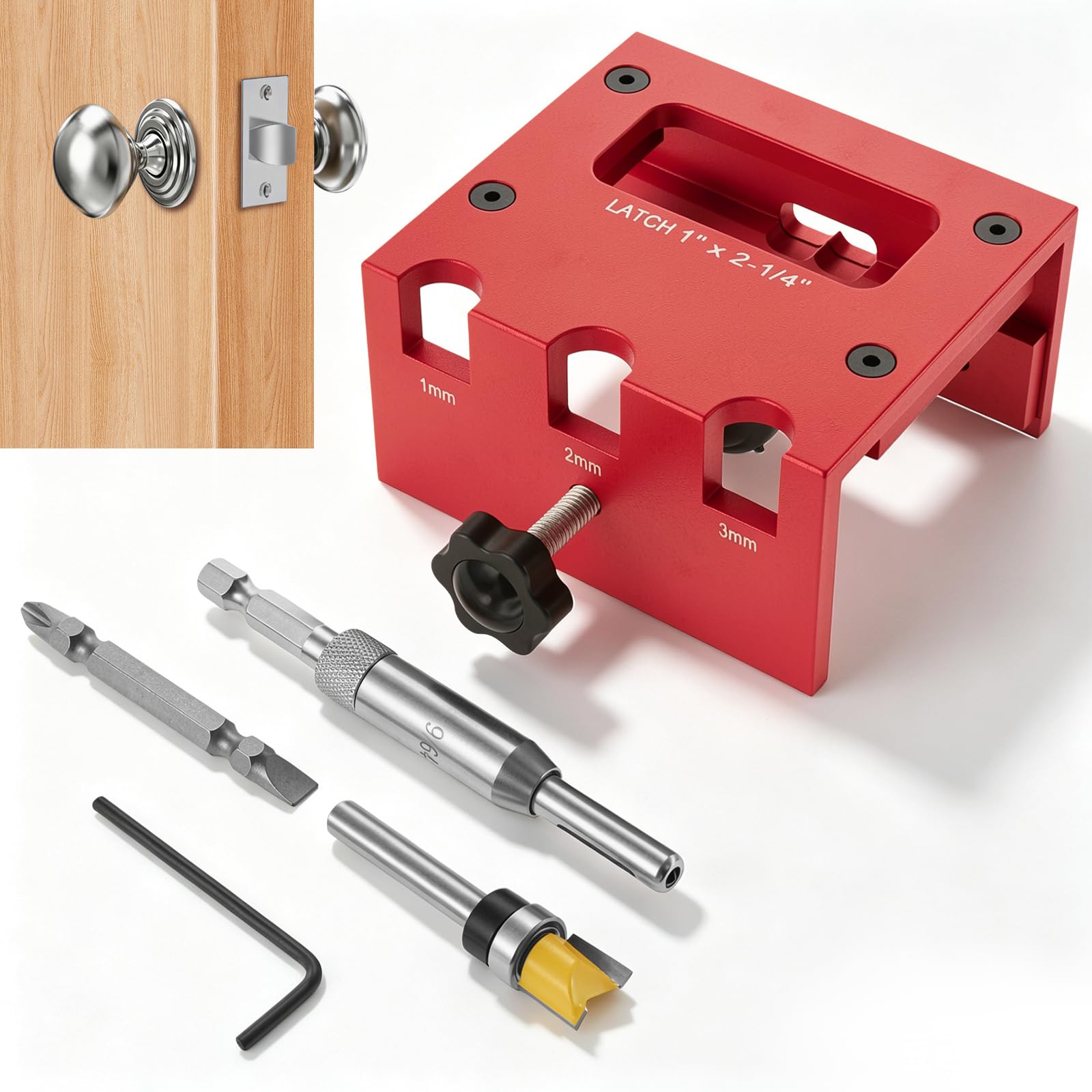 Aluminum Door Latch Mortise Jig Kit for 1"x2-1/4" Plates