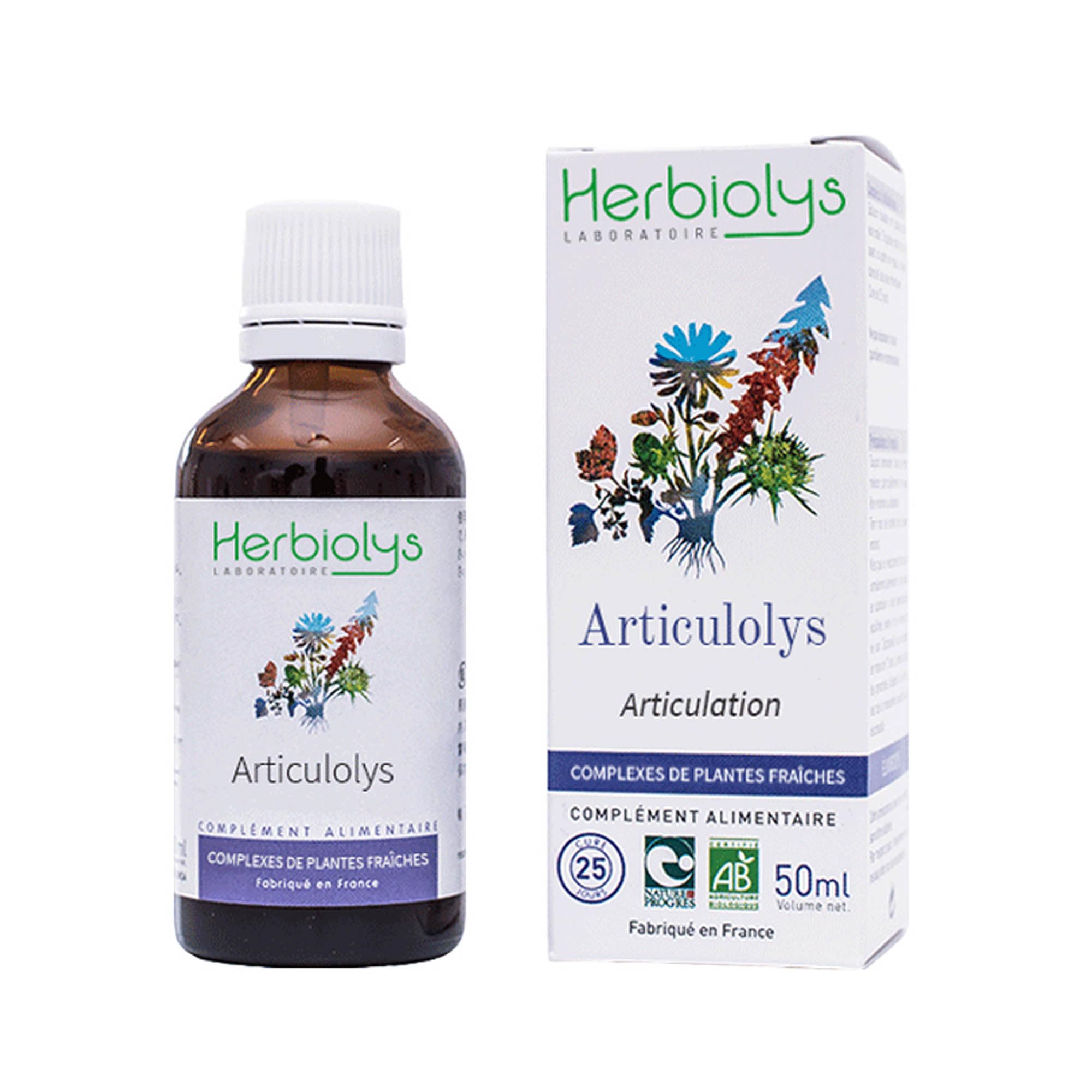 Herbiolys | Complexes de Plantes Fraîches Bio | Articulolys | Articulation | Phytothérapie - Gemmothérapie Bio | 50 ml