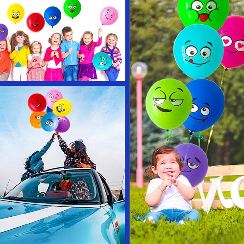 100 Pièces Ballons En Latex Série Émotion, 12 Pouces Ballons Smiley De Couleurs, Ballons En Latex Colorés, Ballons Emoticones Enfants, Visage Différent Ballon Pour Décoration Anniversaire Fête