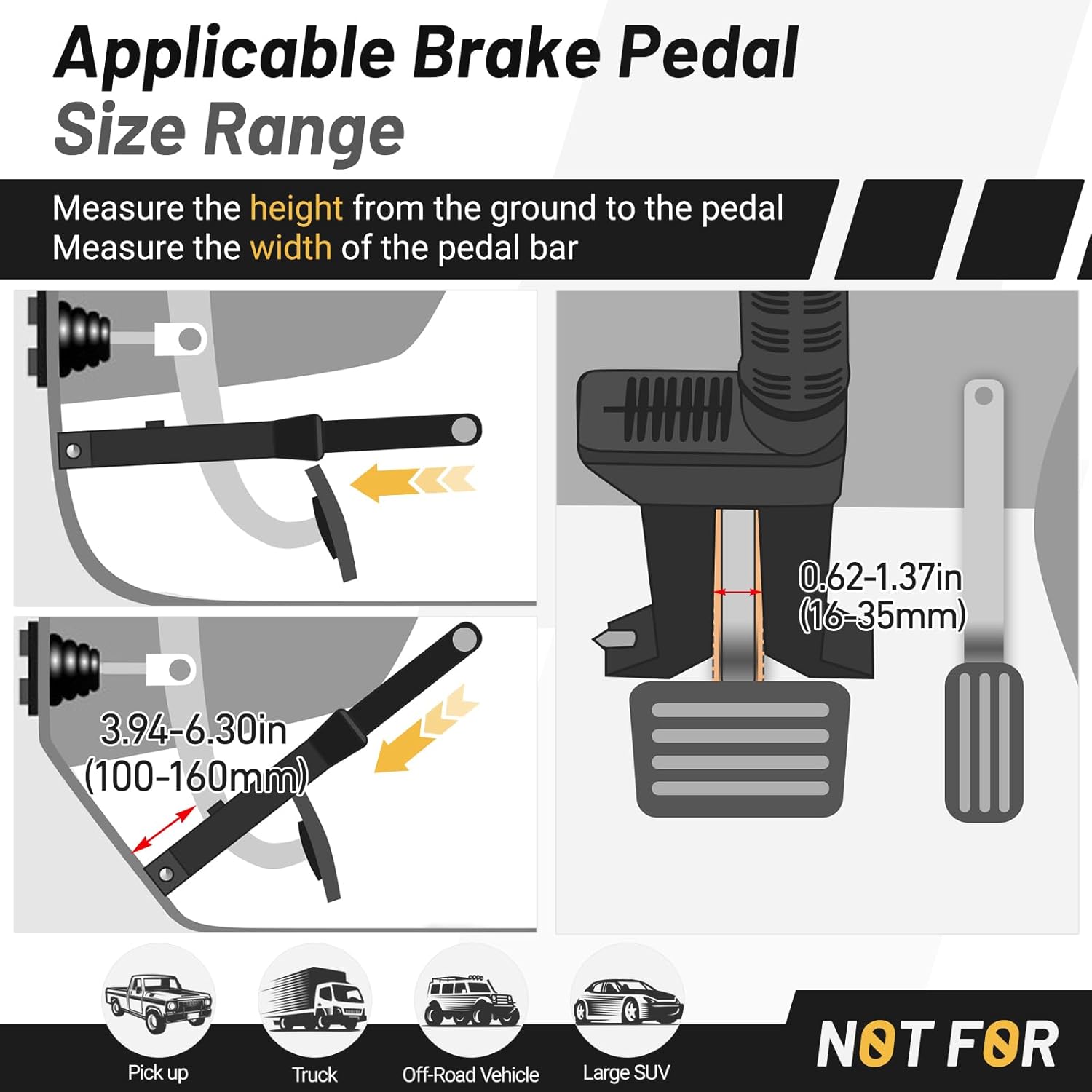 Brake Pedal Lock, Car Anti Theft Car Device Brake Clutch Lock, Heavy-Duty Stainless Car Locks Security Protection, Anti-Theft Prevention Device with Steering Wheel Sunshade for Cars/SUV/Van