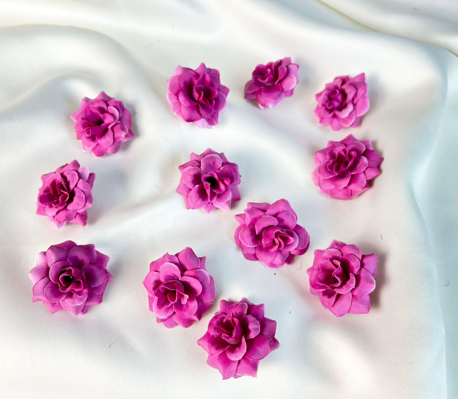 SATYAM KRAFT 12 Pcs Artificial Eden Rose Flower Heads | Fabric Fake Roses for Home Decoration, Mandir Pooja, Wedding, DIY Craft & Cake Decoration, Floral Arrangements (Magenta, 4 cm)-picture-41