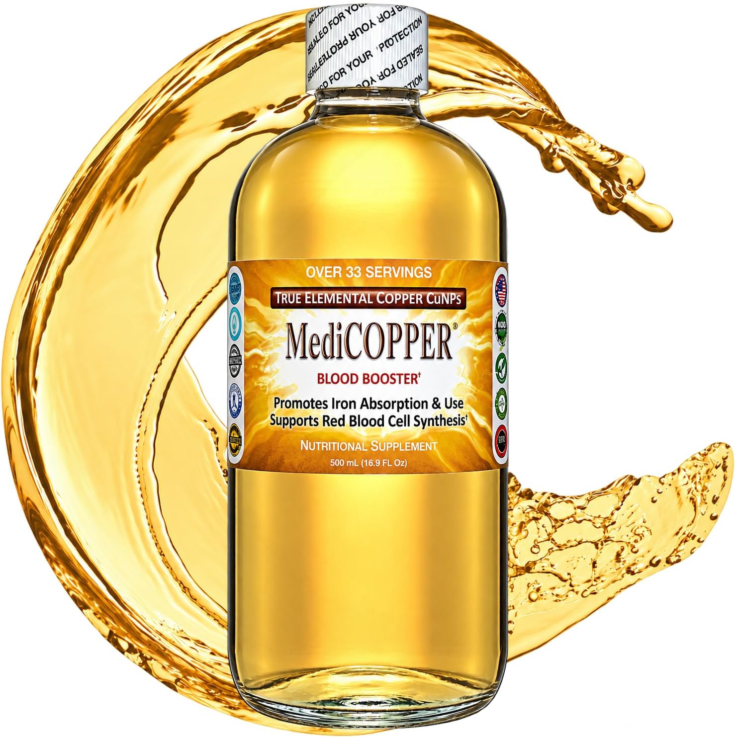 Blood Booster True Colloidal Copper CuNP Nutrient - 500 mL in Clear Plastic Bottle