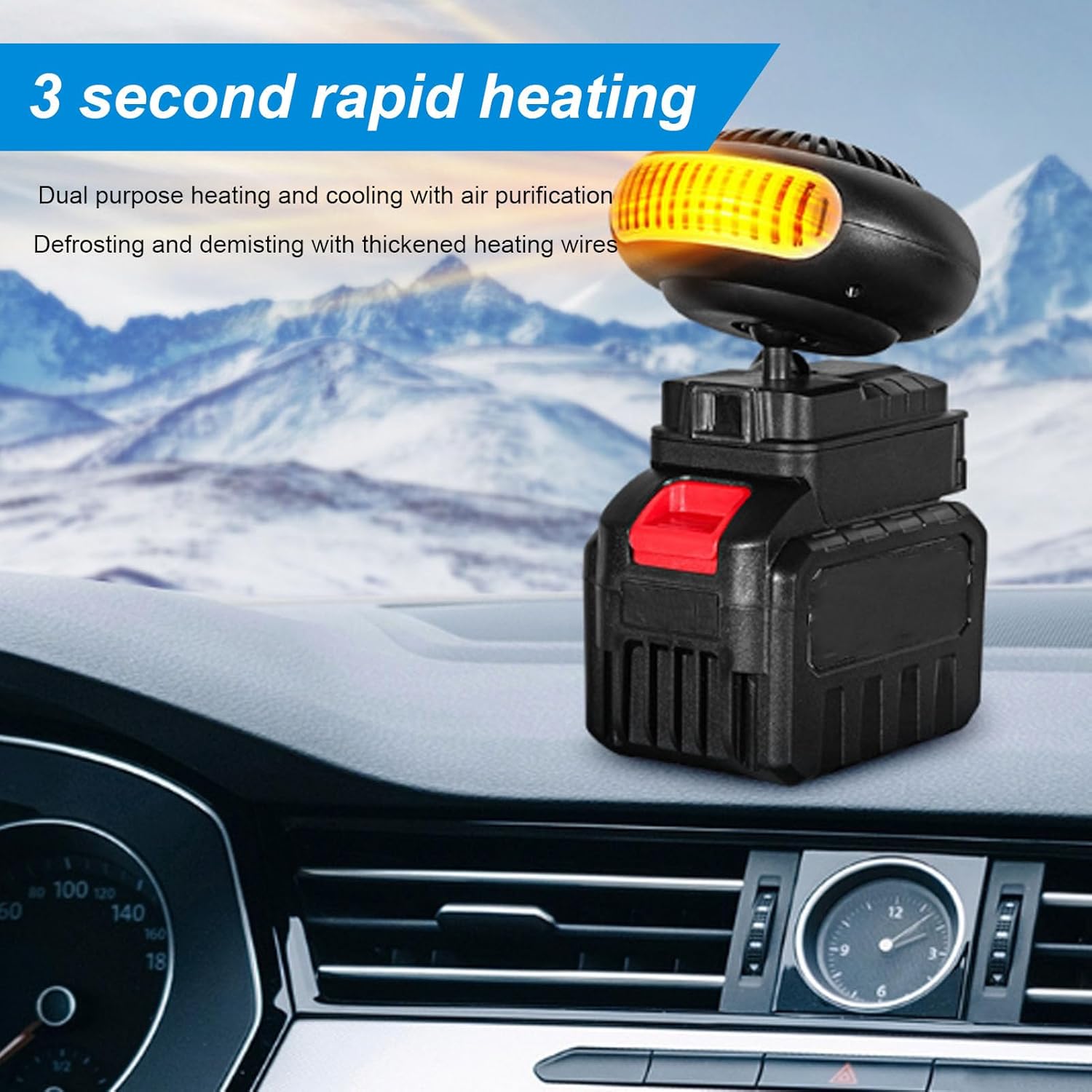 Portable Car Heater, USB Rechargeable Battery Fast Heating Space Heater,Anti Tip Cordless Defroster, for Car Windshield Outdoor