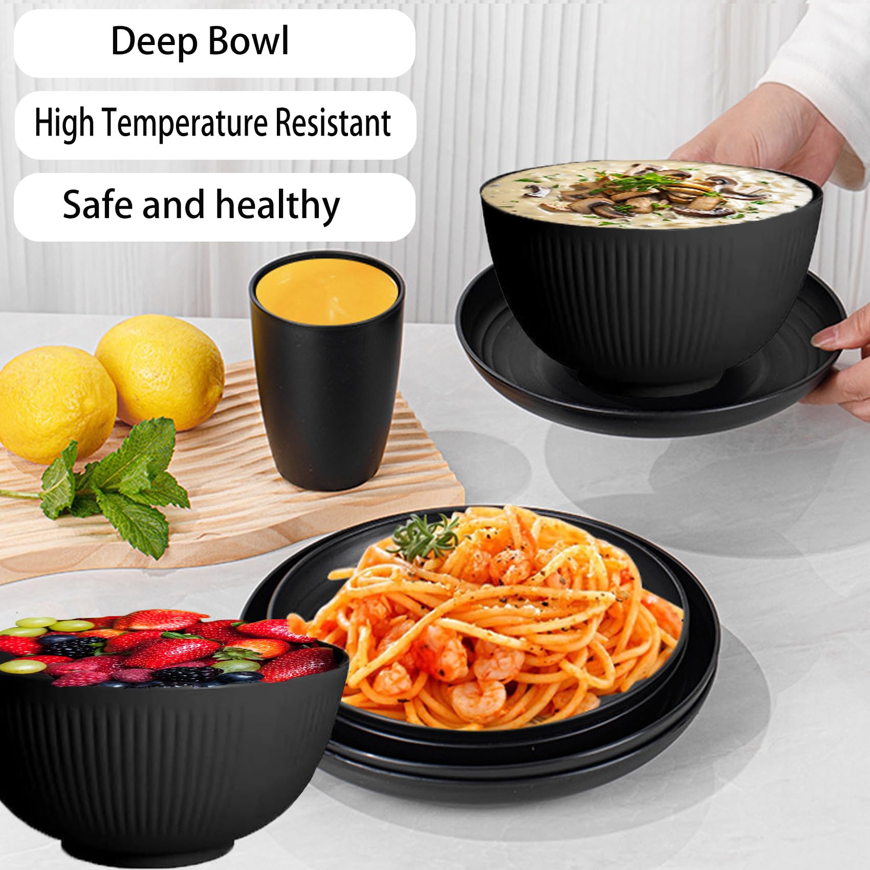 GZTFPQ Cereal Bowls Set of 6, BPA Free Plastic Bowls - Image 4