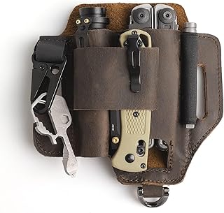 THE WHITE SHOP EDC Multitool Sheath for Belt,Leather Belt Pouch for Work and Daily Use,Gifts for Men,Secure and Convenient Tool Organizer for Flashlight and Multitool and Multitool Kits,Coffee