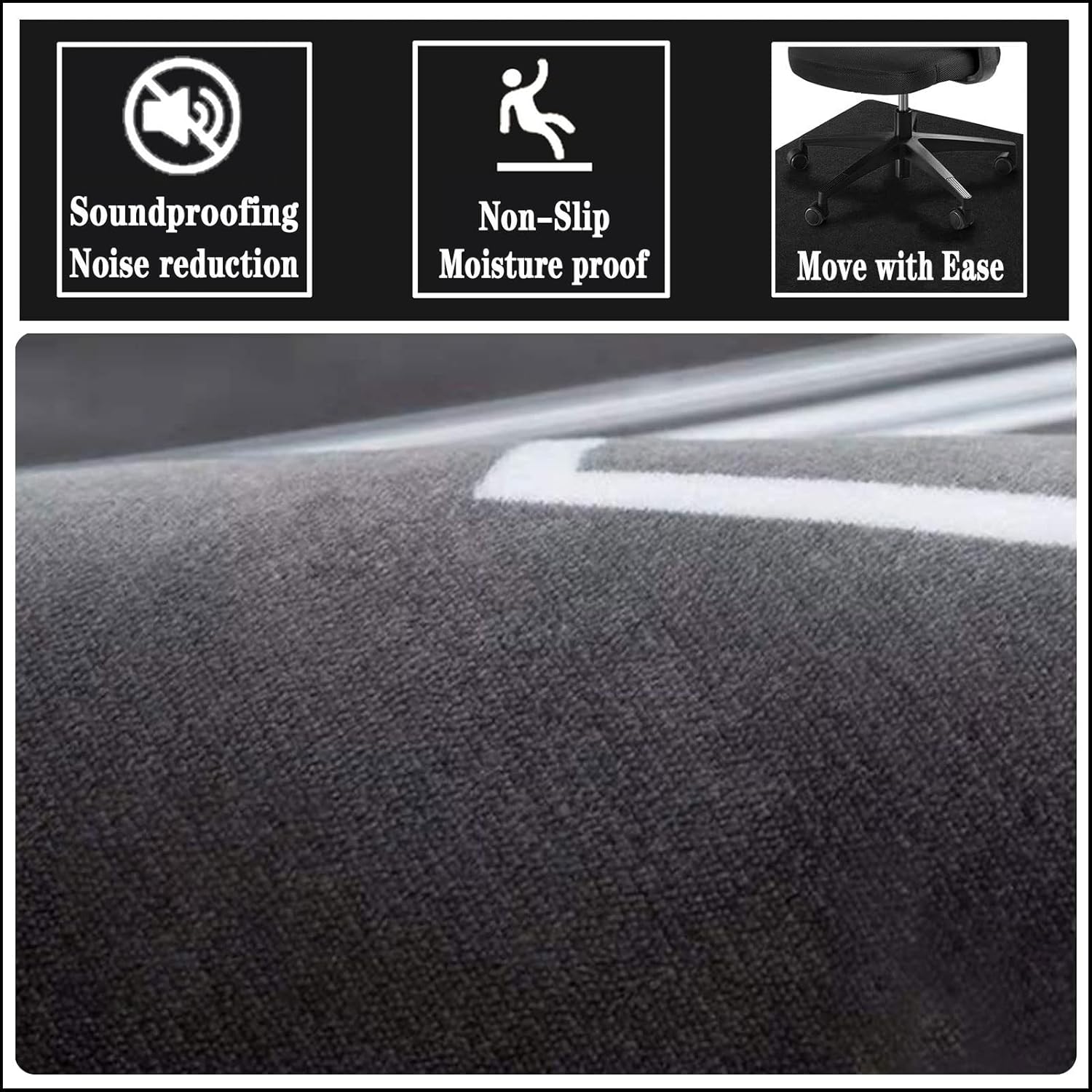 Office Chair Mat for Carpeted Floors Multi Purpose Carpet Protector for Home and Office 140×160 cm Anti Skid Noise Reducing Ideal for Computer Gaming Chair and Hardwood Floors (J 140 × 160 cm)