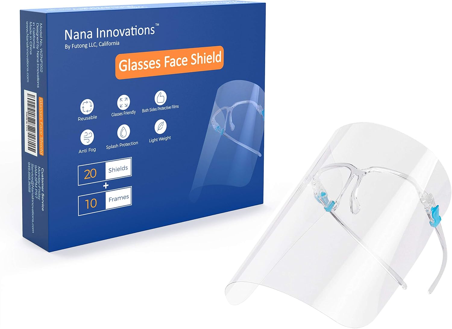 Get Discount 70% Price Nana Innovations 20 Shields+10 Frames Premium Glasses Face Shield Anti Fog Reusable safety protection Goggle Visor Cleanable New Arrivals Nana Innovations 20 Shields+10 Frames Premium Glasses Face Shield Anti Fog Reusable safety protection Goggle Visor Cleanable