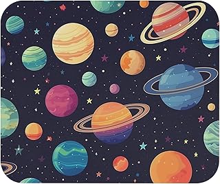 قاعدة ماوس بتصميم كواكب ملونة - قاعدة مكتب بتصميم مجرة الفضاء الخارجي مع نجوم وسديم، قاعدة مكتب ناعمة وغير قابلة للانزلاق للمكتب والألعاب، قاعدة ماوس متينة - 213