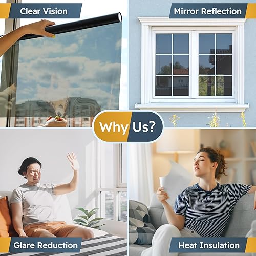 Miniatura 67 de rabbitgoo Película de privacidad para ventana, 3D decorativa vitral, adherencia estática, bloqueo solar, adhesivo de vinilo extraíble, carámbanos