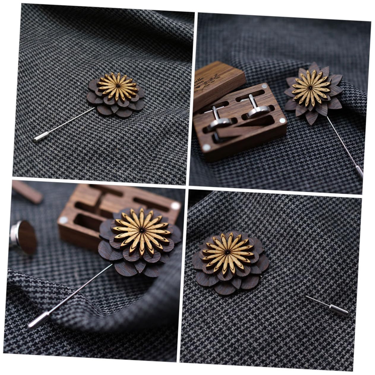 5stücke Holz Anstecknadel Blumen Brosche Für Herren Stilvolle Holz-boutonniere Für Anzüge Praktischer Und Modischer Schmuck Für Jeden Anlass