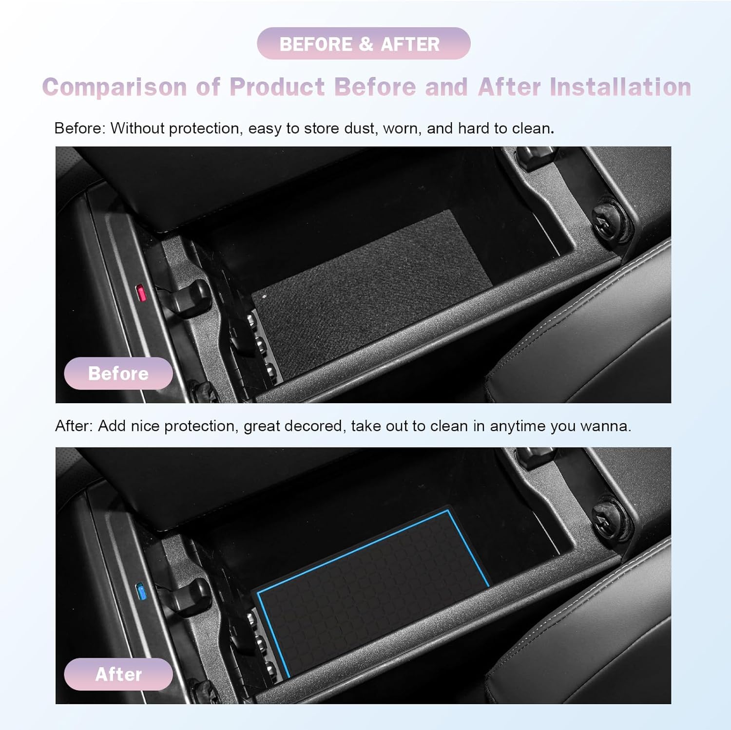 LUWU for 2026 RAV4 Accessories - for 2026 Toyota RAV4 Door Slot Mats Cup Holder Insert Coaster Center Console Liners Mats for Door Groove Gate Blue - 13 PCS/Set
