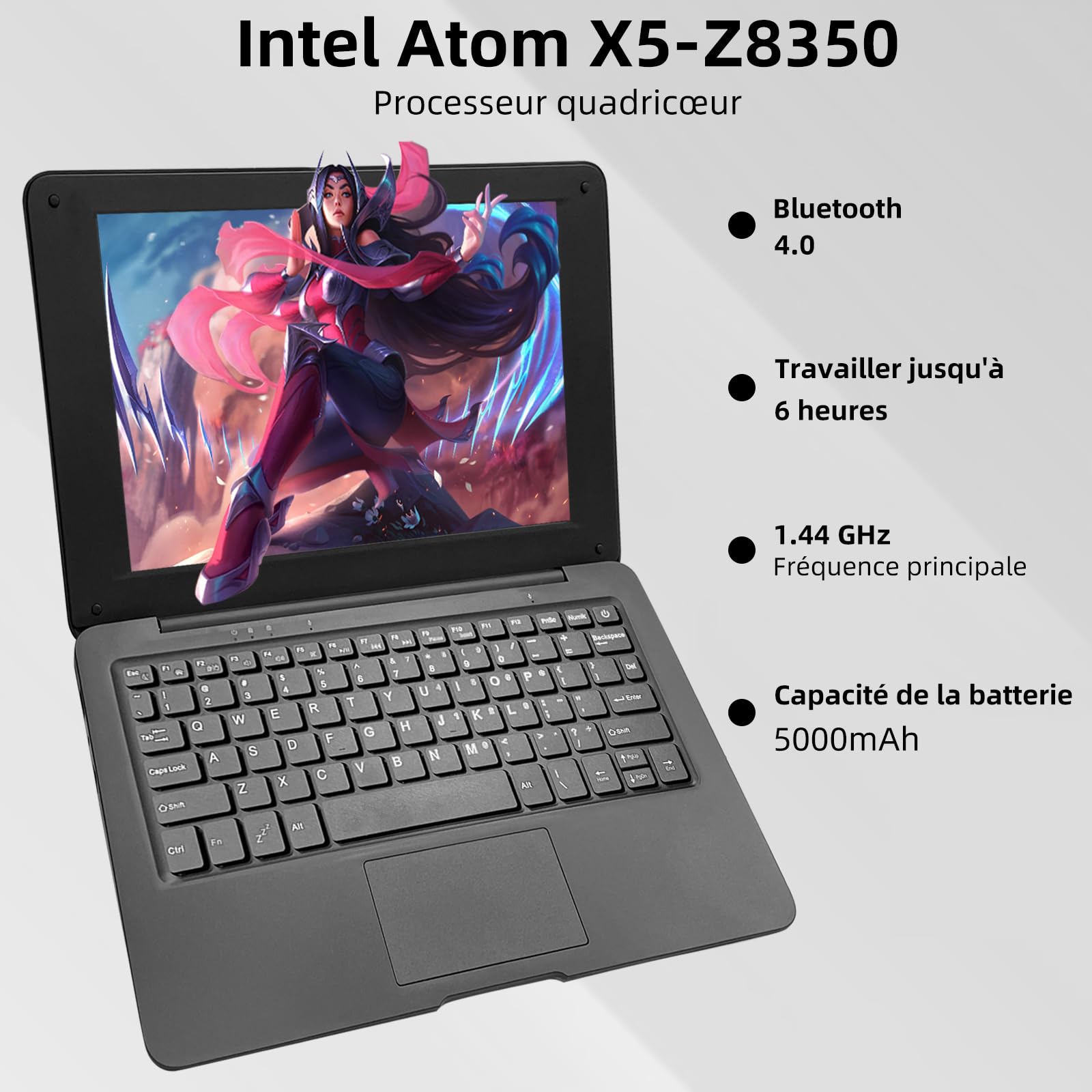 iSTYLE Mini Laptop 10,1 Pollici – Notebook Compatto con Display HD IPS, Processore Quad-Core, 2GB RAM, 64GB Memoria, Espandibile, QWERTY (Nero)