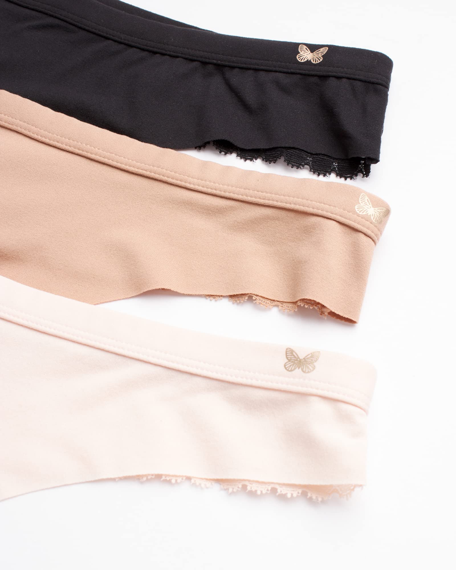 Jessica Simpson Bragas para mujer, paquete de 6 unidades, ropa interior de microfibra de encaje sin costuras para mujer (S-XL)
