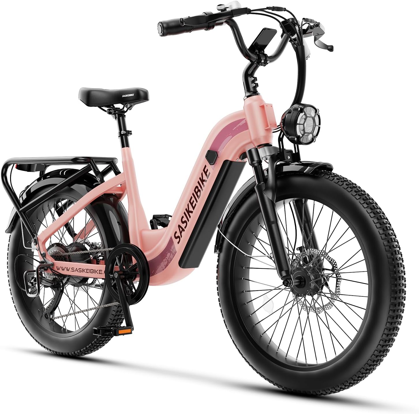 1500W Motor Peak Electric Bike for Adults and Teenagers, 48V 20AH Removable Battery Step Thru EBike, 30+MPH, 80 Miles Max Range, 24″ Fat Tire Adult Electric Bicycles for 7 Speed