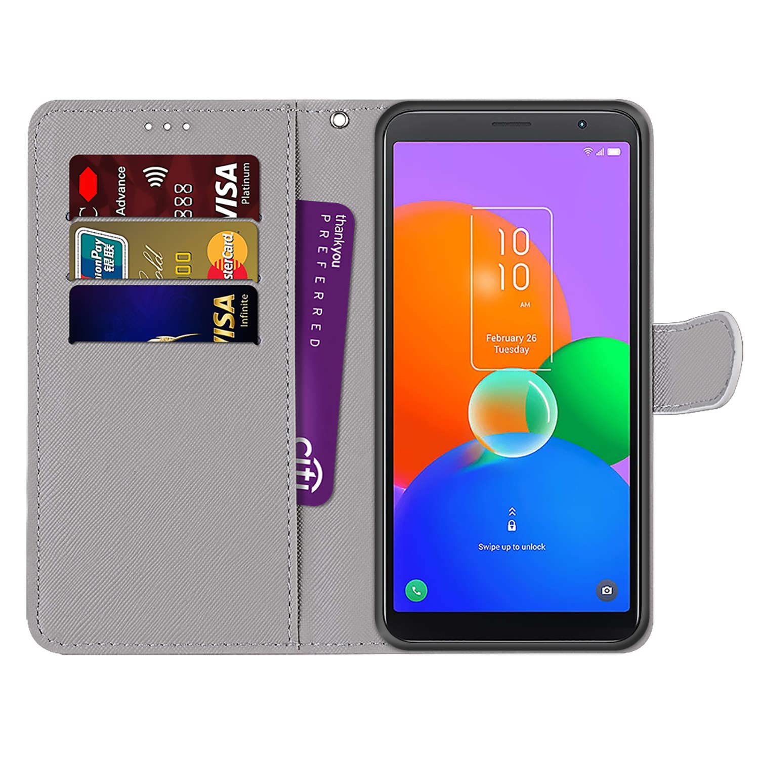 Custodia A Libro Portafoglio Per TCL 403 Con Fessure Carte E Supporto – Flip Cover In Pelle Rosa Rossa - 2