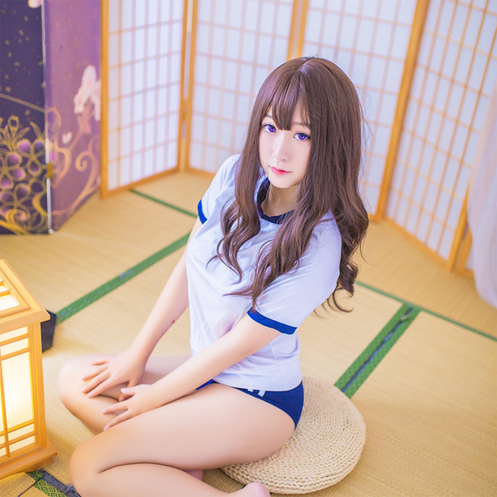YOMORIO Anime Lingerie Japanese Uniform Cosplay Sexy Gym Clothes for Women: Blue-white