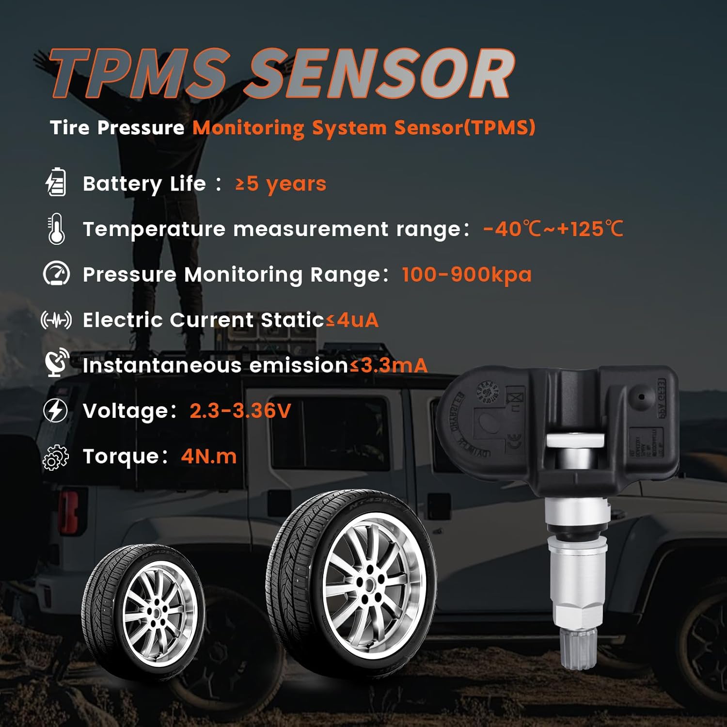 Set of 4 TPMS 433MHz Tire Pressure Monitoring Sensor Compatible with Mercedes-Benz Jeep Chrysler Dodge Alfa Romeo Aston Martin Smart Replace# A0009050030 A0009057200 A0009054100