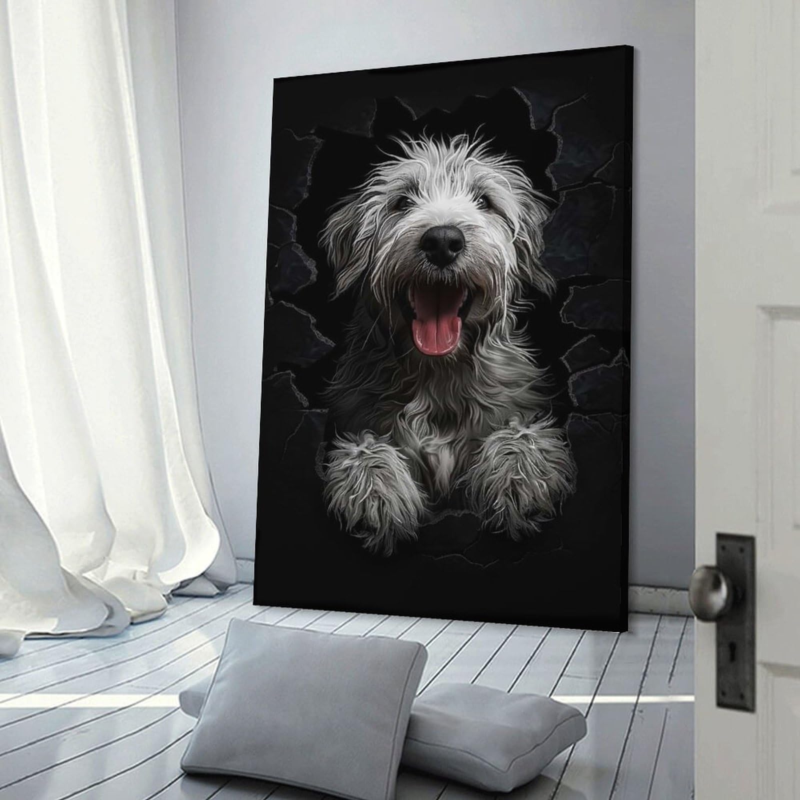 Junmoney Canvas Wall Decor Pyrenean Shepherd, 24x36inch(60x90cm), for Restful Interiors, Bedrooms Or Small Rooms, Canvas Wall Decor for Personal Spaces