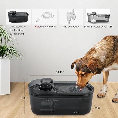 Miniatura 3 de Zofula Fuente de agua para perros de 2.3 gal300 oz9 L, dispensador automático de agua para perros, dispensador automático de agua para perros,
