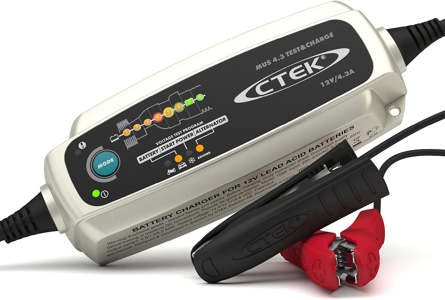 4.3 Test & Charge, 12 Volt Fully Automatic Charger with Unique Battery and Alternator Testing, Ideal for Long Term Storage