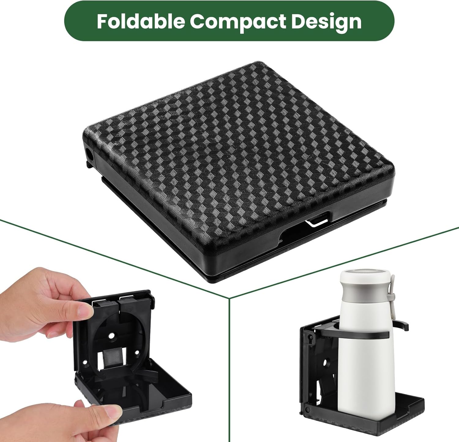 2pcs Adjustable Folding Cup Holder, Car Wall Mount Water Drink Coffee Bottle Holder with Screws, Fit Most Size Mugs Bottle, for Truck RV Van Boat Camper Caravan Marine (Diamond Pattern)