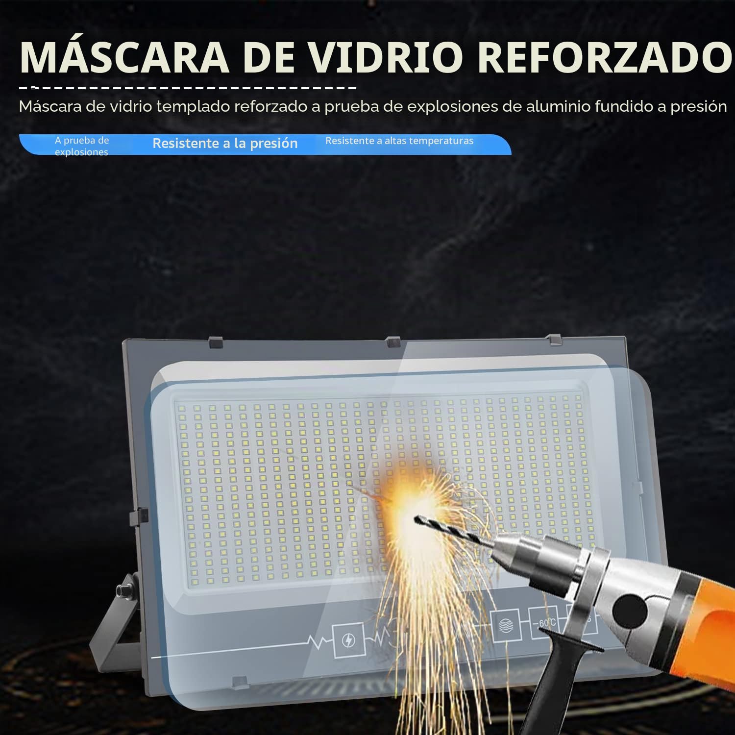 600W Focos LED Exterior 6000K Blanco Frío 1 Pcs | 60000LM IP66 Impermeable, Foco Exterior Seguridad con Alta Luminosidad para Jardín, Patio, Garaje, Terraza