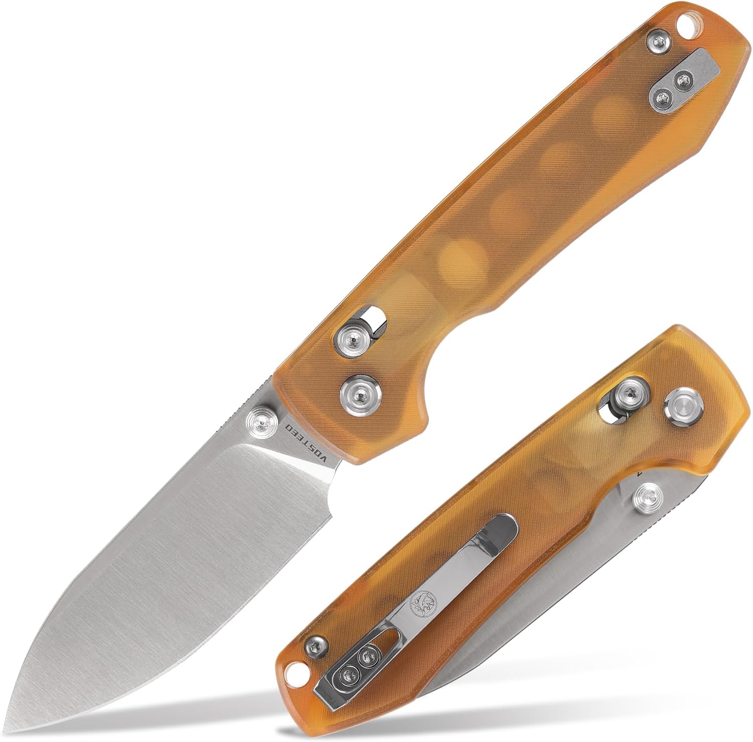 Vosteed Raccoon EDC Knife, Lightweight Folding Pocket knife with Clip for Men and Women, Sharp Crossbar Lock Knife with 3.25" Nitro-V Steel Blade, PEI Handle for Camping, Hiking - A0531