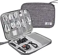 Bolsa Organizadora Portátil para Cabos e Acessórios Eletrônicos, Estojo Multifuncional de Viagem Loja Estliny (Cinza)