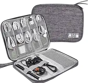 Bolsa Organizadora Portátil para Cabos e Acessórios Eletrônicos, Estojo Multifuncional de Viagem Loja Estliny (Cinza)
