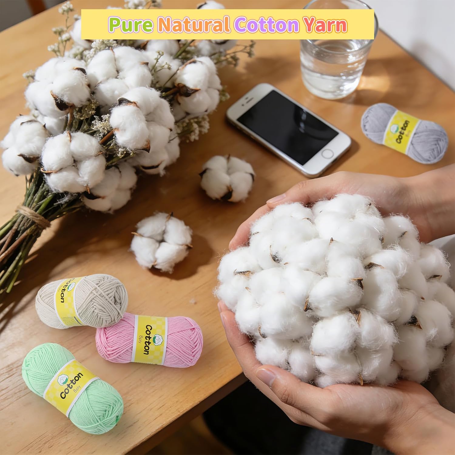 Coopay Mini Soft Cotton Yarn for Crocheting - 20 Pack of 25g/0.88oz - #2 Sport Weight(Fine) - 90 Yards of Crochet Yarn for Beginners, Thin Colorful Yarns Set for Crafts, Starter Kit for Knitting