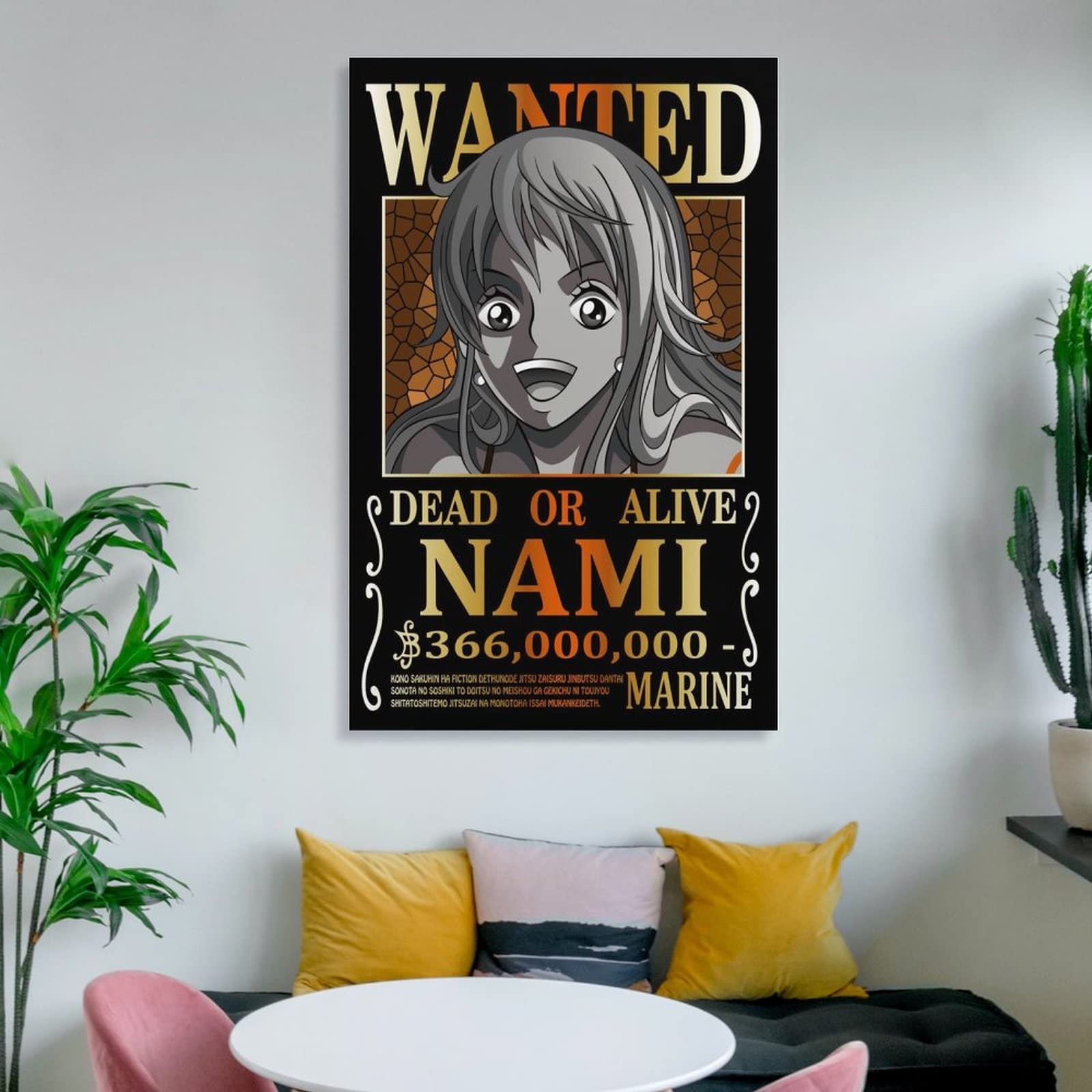 Poster Wanted De Nami - One Piece - 16 Millions Berry - Toile Déco Murale