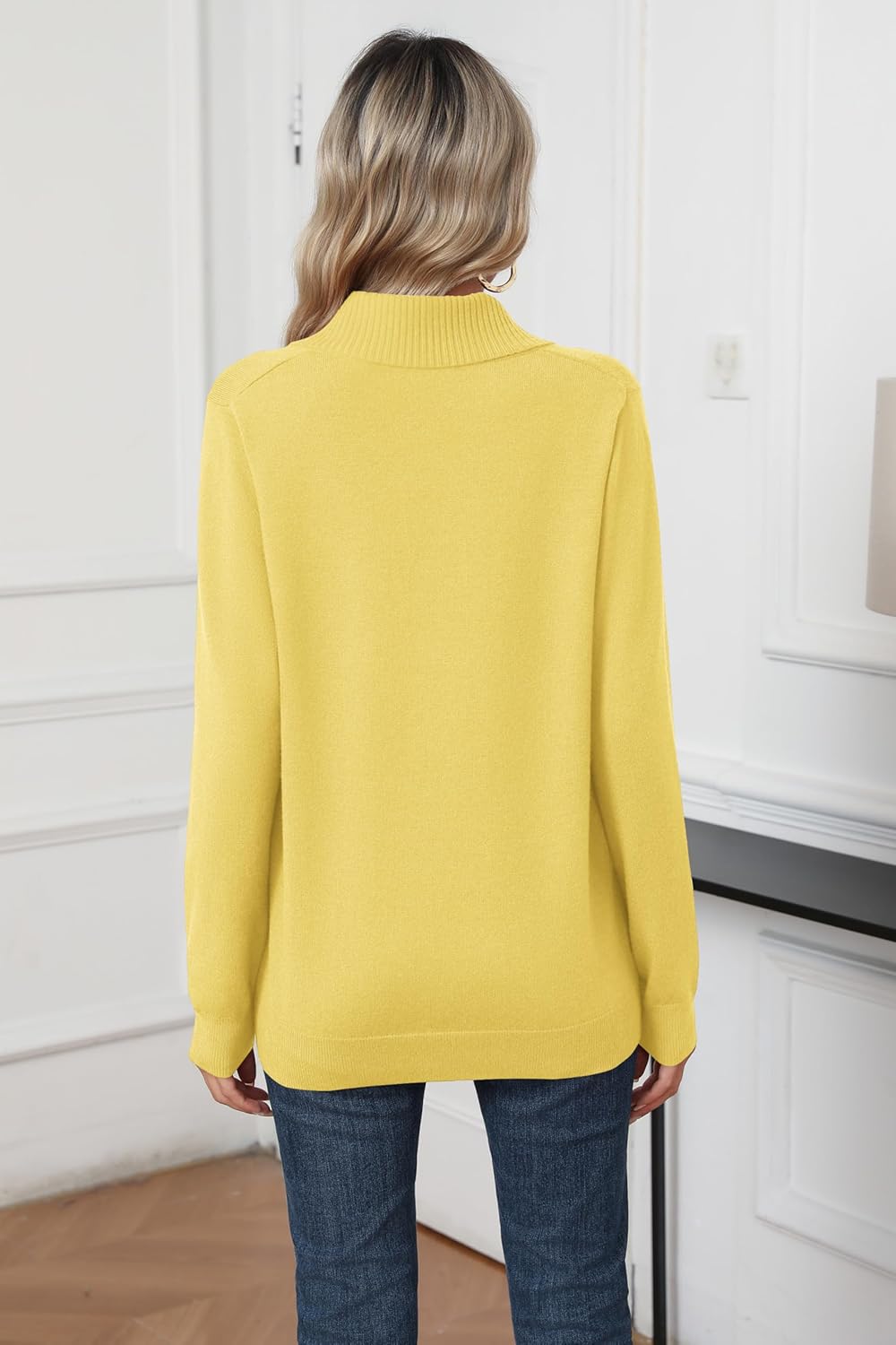 HIYIYEZI Sweaters for Women 2025 Fall Long Sleeve V Neck Collared Knitted Pullover Sweaters - Image 2