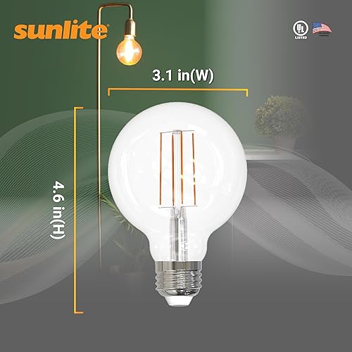 Miniatura 2 de Sunlite Bombillas LED G25 de 8.5 W, equivalente a 100 W, ámbar de 2200 K, filamento largo, bombillas LED vintage, bombillas de globo LED para