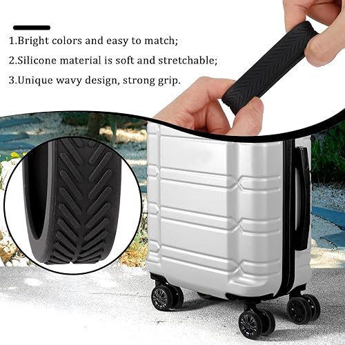 Miniatura 4 de BOXOB 8 fundas para ruedas de equipaje, fundas protectoras de rueda de maleta, fundas protectoras de rueda de silicona de dopamina, accesorios de
