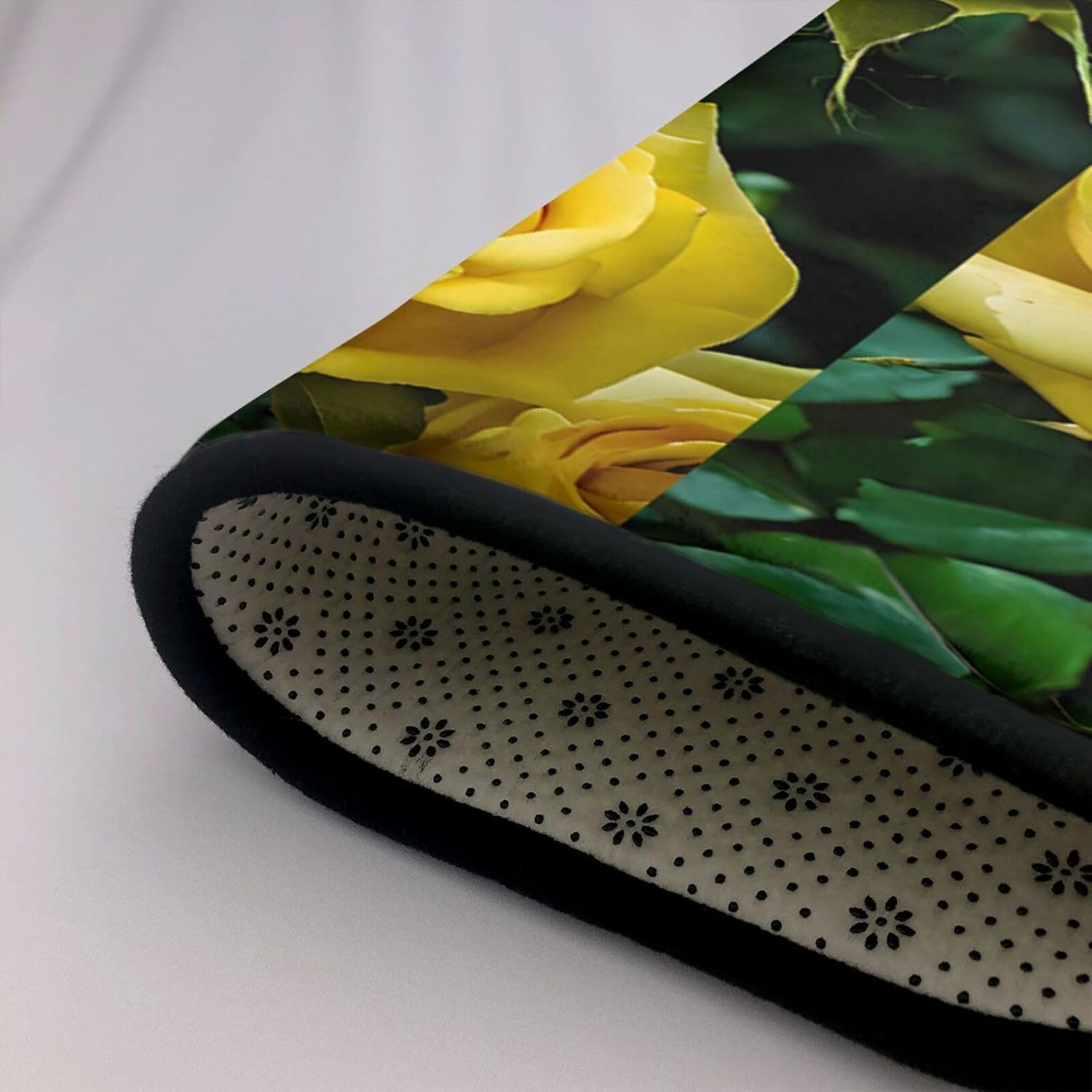 Flannel Non-Slip (Yellow Roses) Rug Pad 80×50in Soft Washable Protective for Hardwood Floors Bedroom Bathroom Living Room