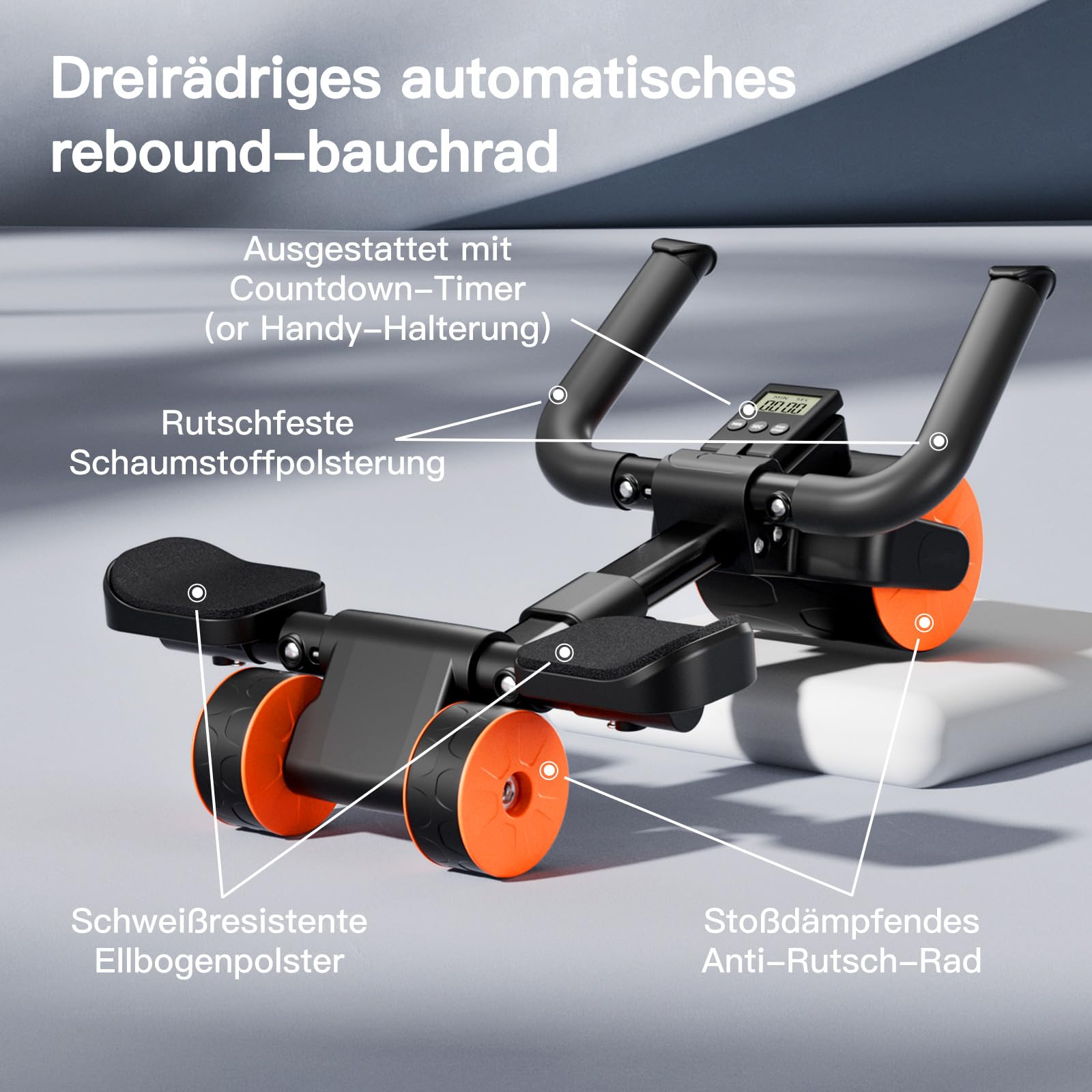 Ab Roller Automatisches Rebound-Bauchrad, Ab Trainer für Zuhause, Bauchmuskeltrainer Sport Geräte Sliders für Core Training, ABs Wheels Fitness Zubehör