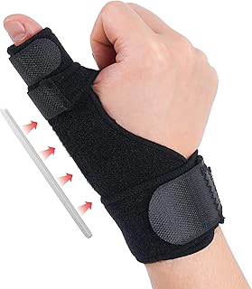 Trigger Thumb Splint,Adjustable Thumb Spica Support Stabilizer Brace for Pain,Sprains, Arthritis,Tendonitis,Fit Right or Left(Black)