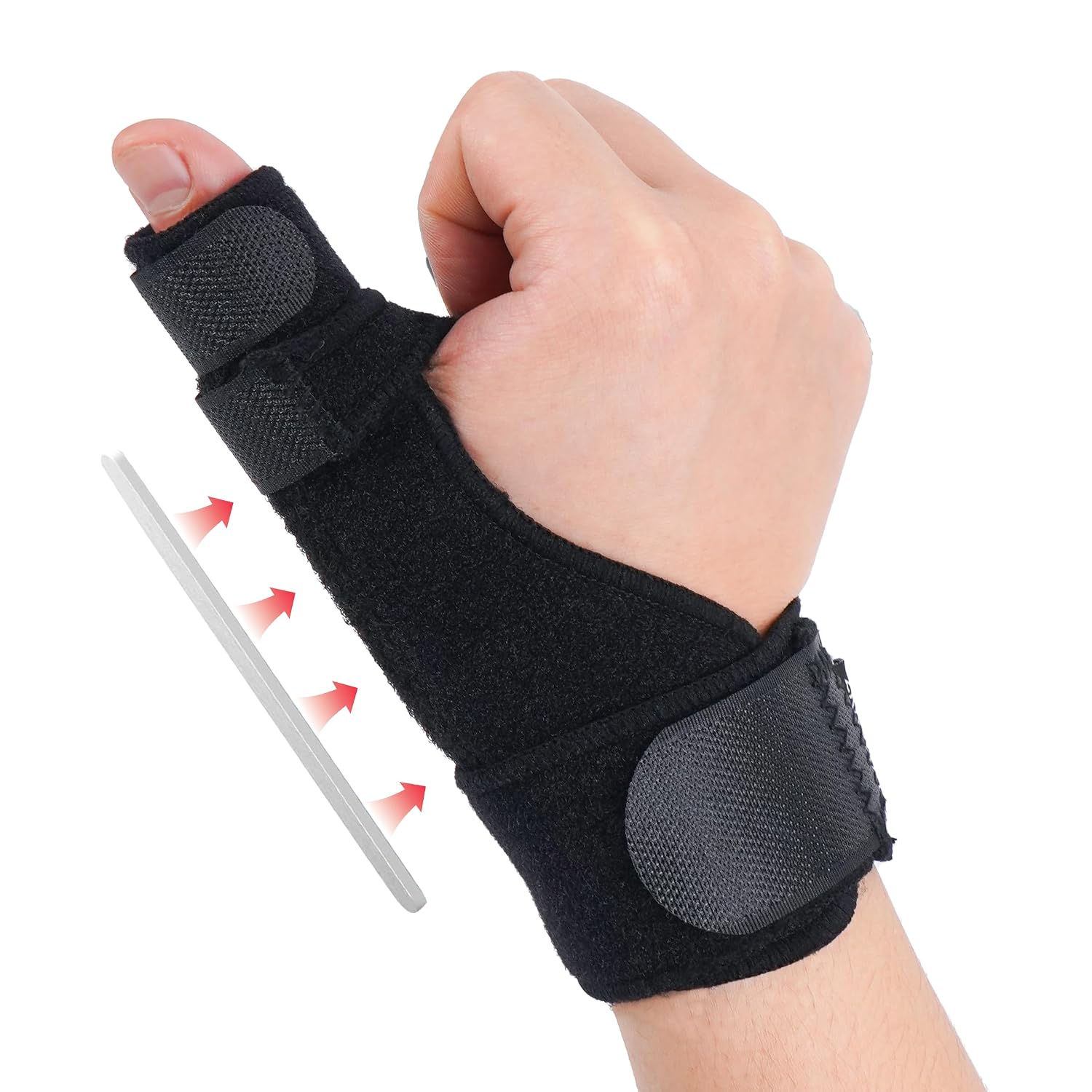 Trigger Thumb Splint,Adjustable Thumb Spica Support Stabilizer Brace for Pain,Sprains, Arthritis,Tendonitis,Fit Right or Left(Black)