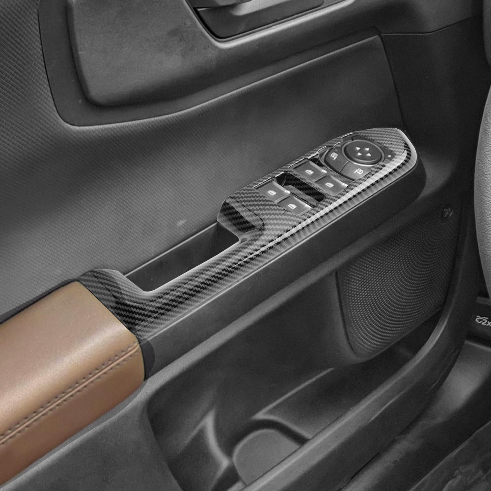 YEE PIN 2021 2022 2023 2024 2025 Bronco Sport Carbon Fiber Window Switches Panel, for Ford Bronco Sport Accessories Window Lift Trim Switch Panel Cover for 2021-2024 2025 Bronco Sport CX430 4-Door