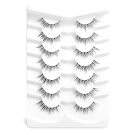 Onlyall Natural Lashes Natural Eyelashes Wispy Lashes Fake Eyelashes C Curl Lashes 12mm False Lashes 7 Pairs D30