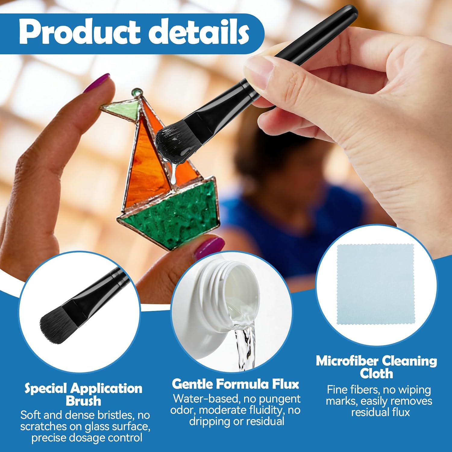 Liquid Solder Flux, Flux for Stained Glass Soldering, Water-Soluble Formula | Electrical Solder Repair, Compatible with Metals Ssuch As Copper, Zinc and Lead for Colored Glass Welding