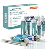 NU Aqua Reverse Osmosis Water Filter System Replacement Set - 7 Stage 1 Year Alkaline & UV Under Sink Kit - Membrane, Sediment, Carbon Filters, Parts & Fittings - Universal RO Filtration Cartridge