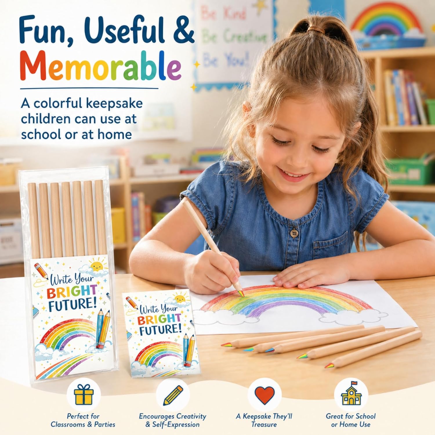 18 Sets End of the Year Gifts for Students Bulk,126 Pcs End of Year Gifts from Teacher,108pcs Colored Rainbow Pencils with 18pcs Cards,Preschool Kindergarten Graduation Gift for Schools Students