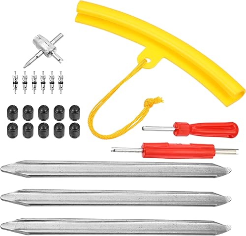 X AUTOHAUX 1 juego de palancas de neumáticos para motocicleta automóvil cuatrimoto con 1 herramienta de palanca de neumáticos y 6 núcleos de válvula