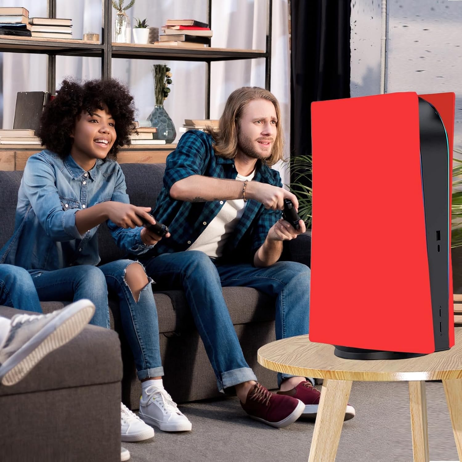 Face Plates Cover for 2020 PS5 Digital Edition, KANNGENN Replacement Faceplate Shell Accessories Compatible with PlayStation 5 Console Panel (Red) image 4