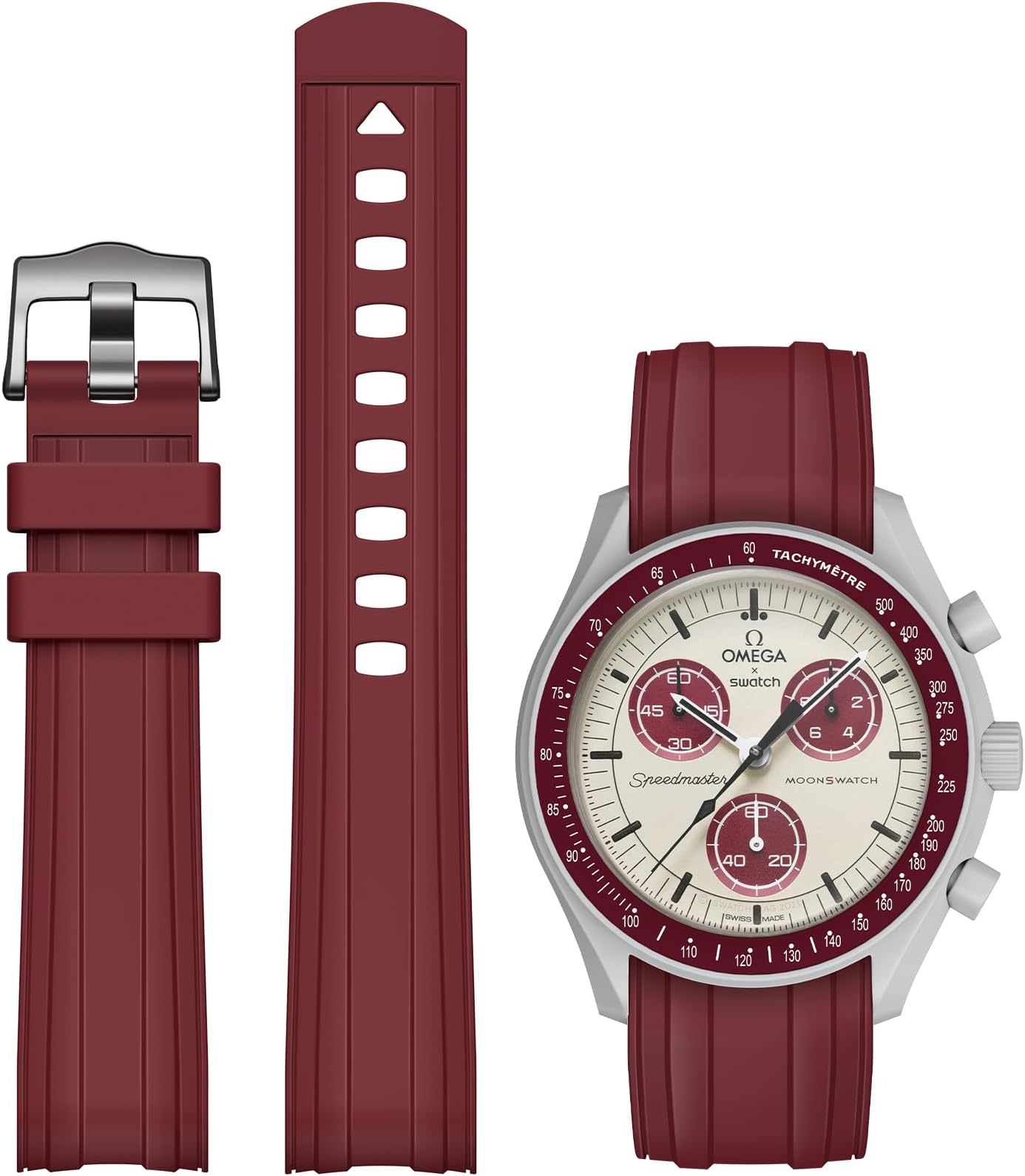 REBANDACEStrap for Omega x Swatch MoonSwatch Watch 20mm,Soft Replacement Rubber Strap for Swatch Omega Moonswatch Speedmaster,Curved No Gap strap for Moonswatch Swatch Men Women