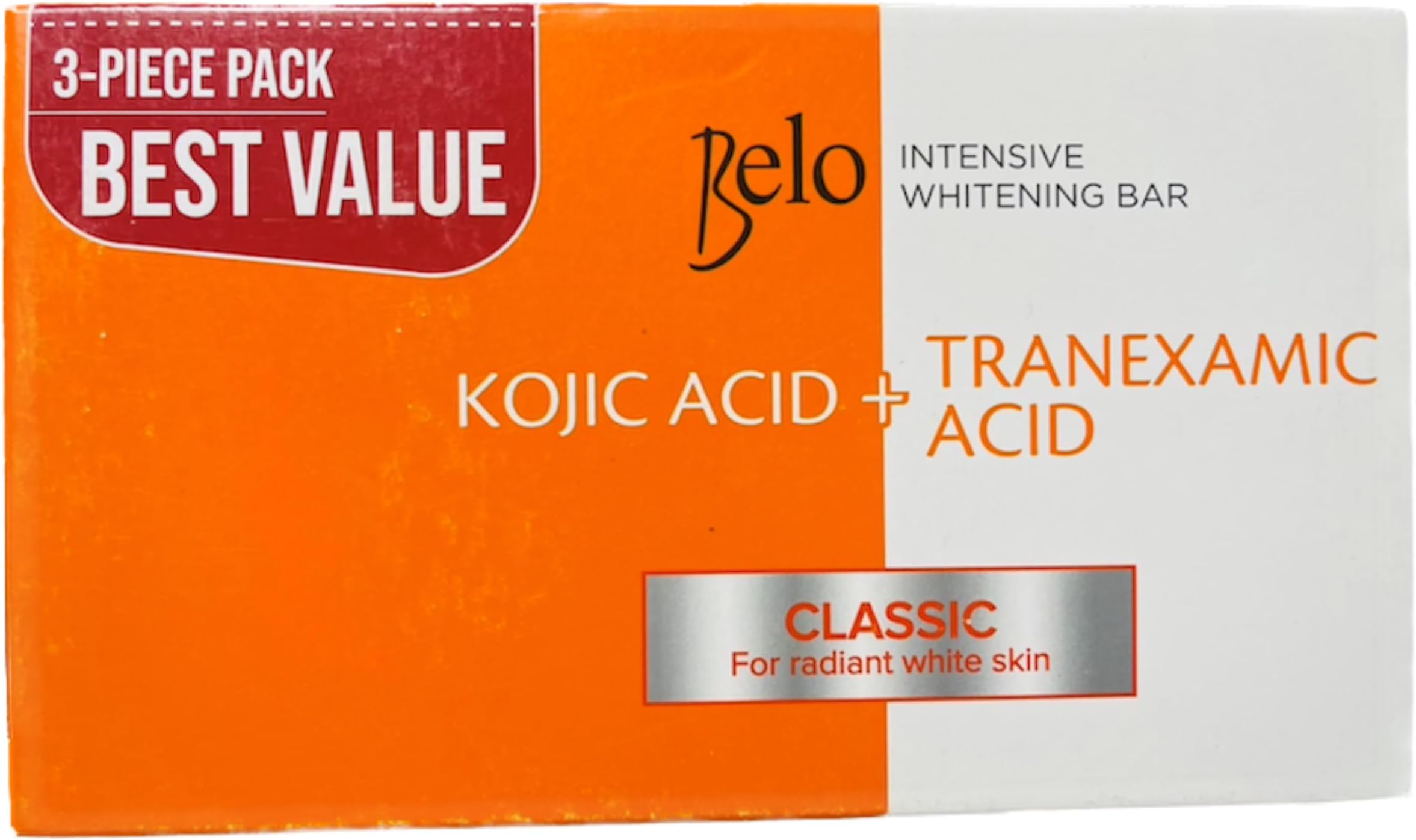 Intensive Whitening Bar Kojic Acid + Tranexamic Acid Classic for Radiant White Skin 65g, 3 Soap Bars